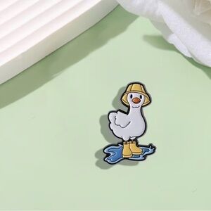 Duck Enamel Pin with Yellow Rain Boots and Hat
